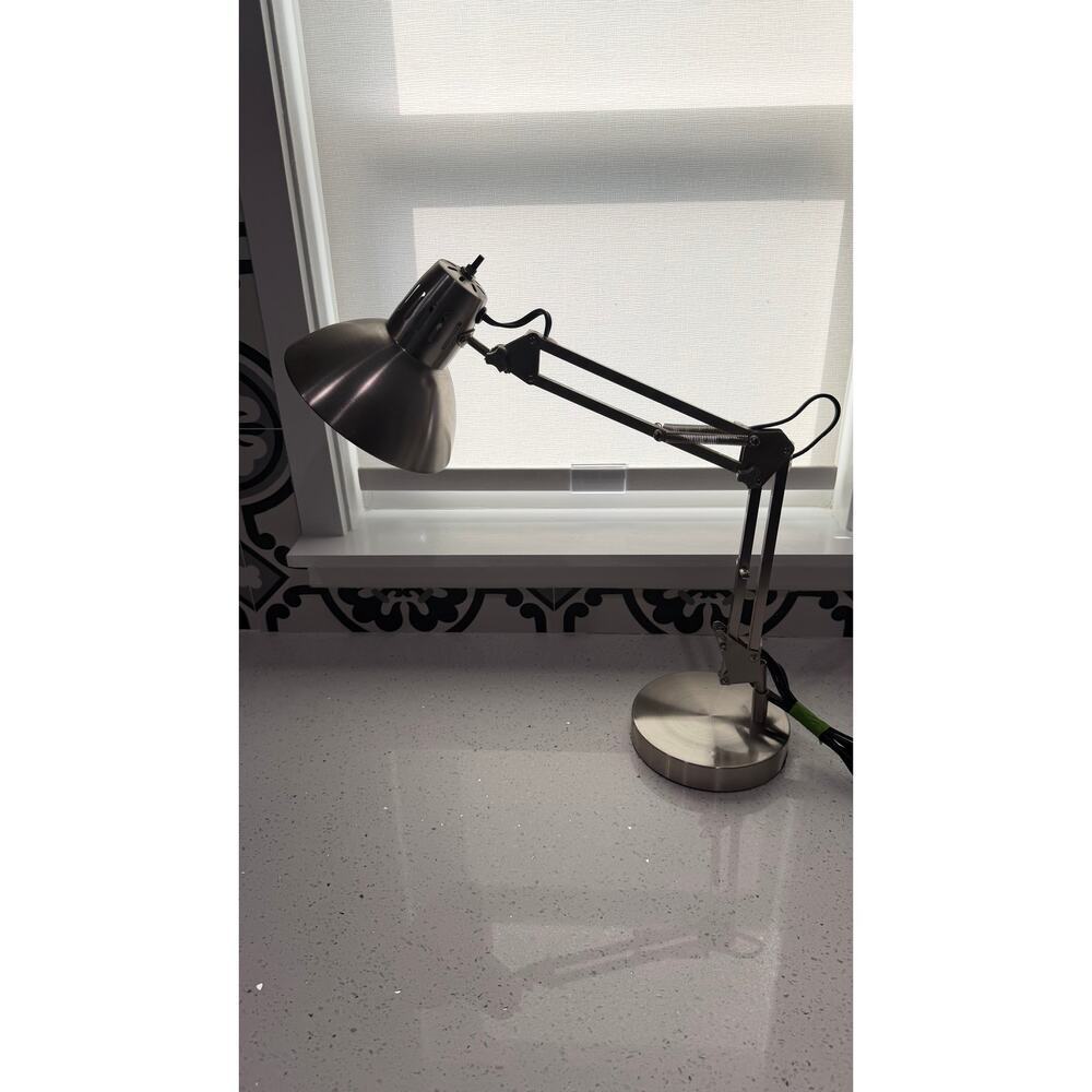 Embleton 26-in Adjustable Brushed Nickel Standard Desk Lamp with Metal Shade